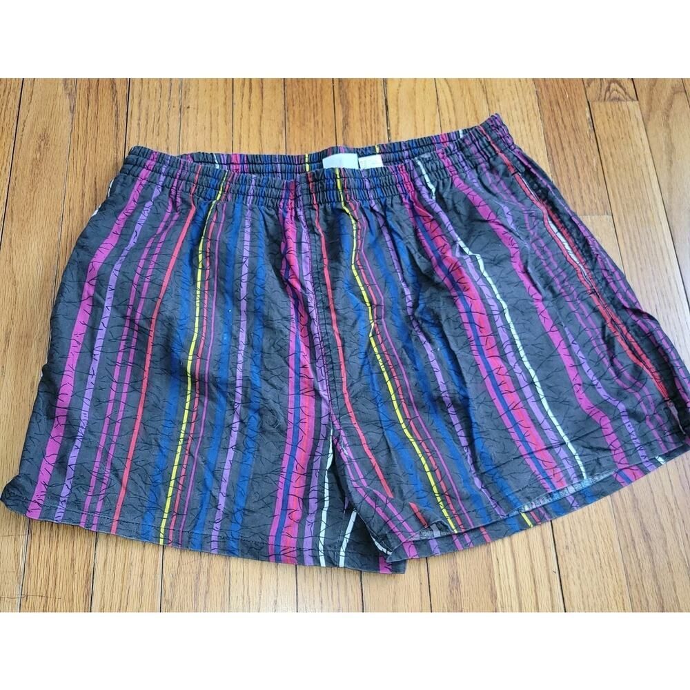 VTG 80s 90s Sun Force Striped Swim Shorts Elastic Waist x Large Pattern